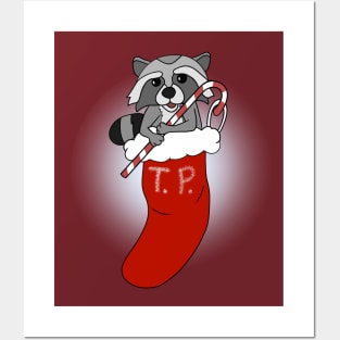 Trash Panda Christmas Stocking (white glow) Posters and Art